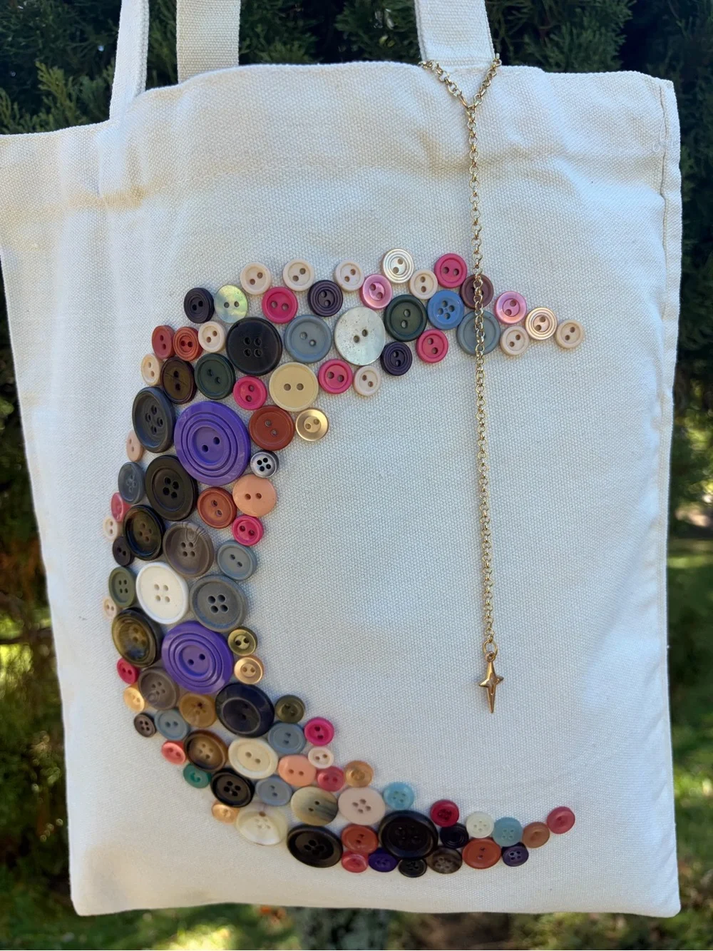 Cream Tote Bag with Crescent Moon - Picture 2 of 2